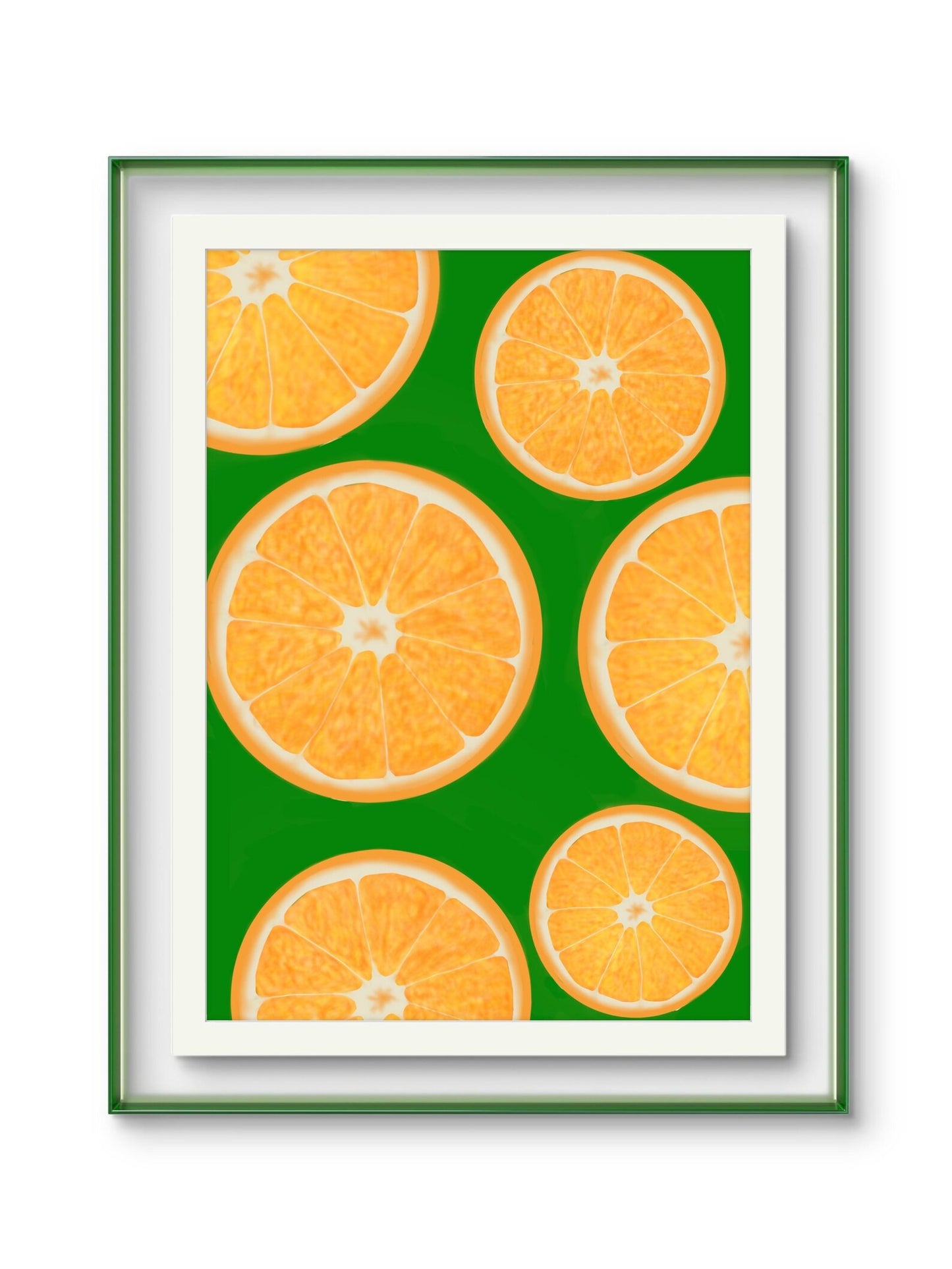 Orange slice trio art print set- brightly coloured citrus print