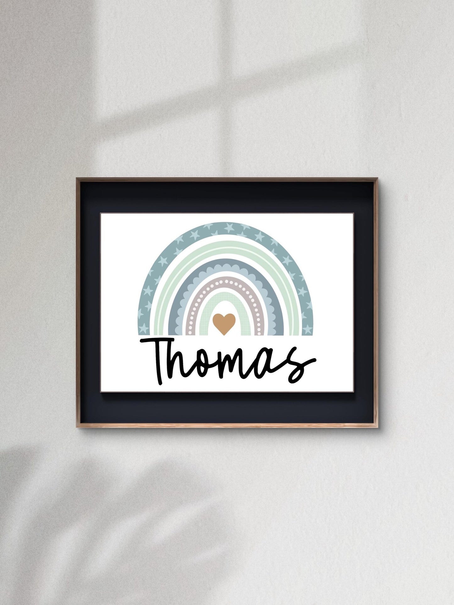 Personalised Rainbow Wall Art Prints - Custom Names, A4 & A5 Sizes, Nursery or Kids Room Decor | pink or blue boho rainbow art