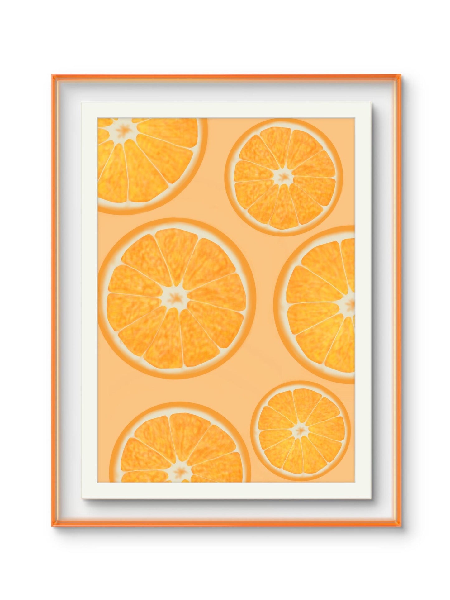 Orange slice trio art print set- brightly coloured citrus print
