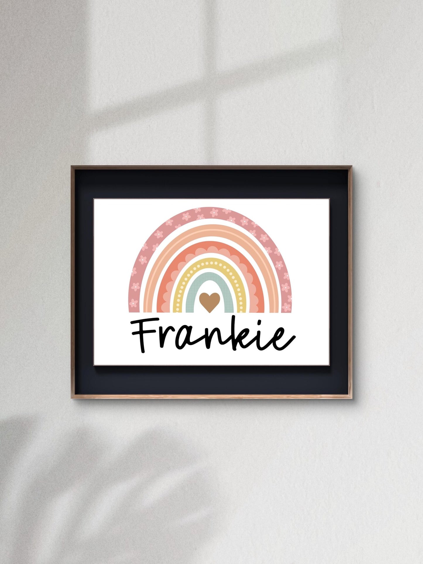 Personalised Rainbow Wall Art Prints - Custom Names, A4 & A5 Sizes, Nursery or Kids Room Decor | pink or blue boho rainbow art