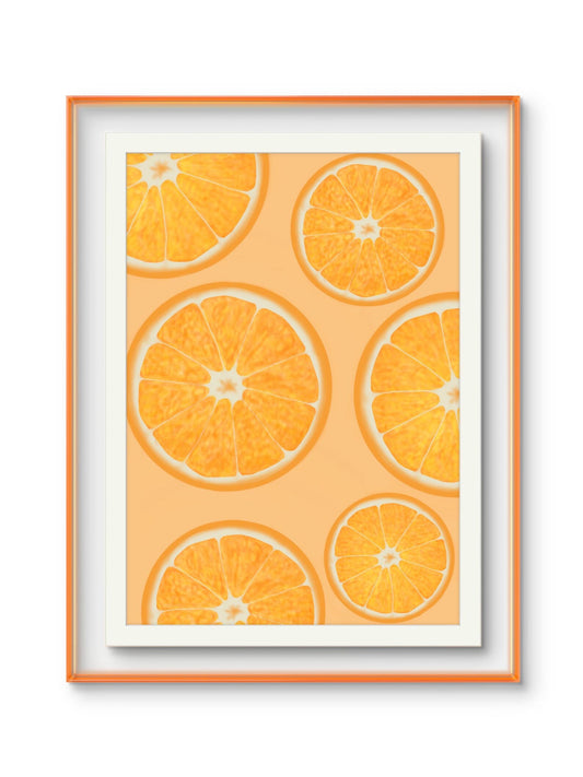 Orange slice trio art print set- brightly coloured citrus print